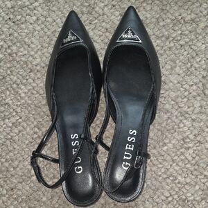 NWOT Guess Black Pointed Toe Slingback Heels